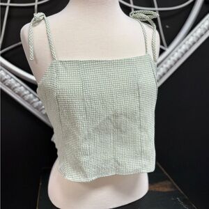 Green patterned crop top